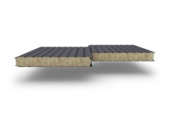 Сэндвич-панели стеновые с наполнителем из минеральной ваты толщиной 200 мм, Ширина- 1000 мм, Полиэстер RAL7024