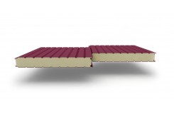 Сэндвич-панели стеновые с ппу, толщиной 40 мм, Полиэстер RAL3005 темно-красный