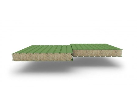 Сэндвич-панели стеновые с наполнителем из минеральной ваты толщиной 50 мм, Полиэстер RAL6002.