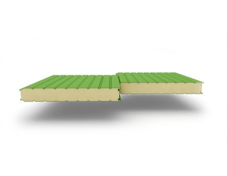 Сэндвич-панели стеновые с наполнителем из пенополиуретана толщиной 120 мм, ширина панели 1160 мм, Полиэстер RAL6018