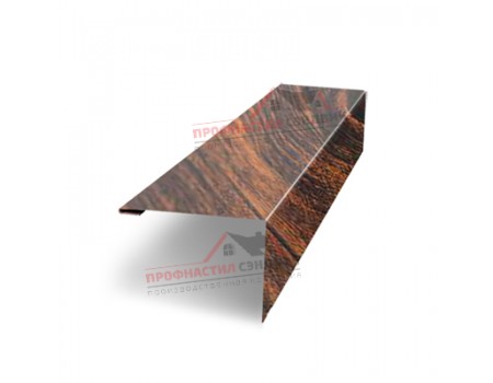 Нащельник (для калиток и ворот) 25х35 жалюзи Milan, Tokyo, Palermo 0,45 Print EliteChestnut Wood (L1,68) (обратная сторона серая)