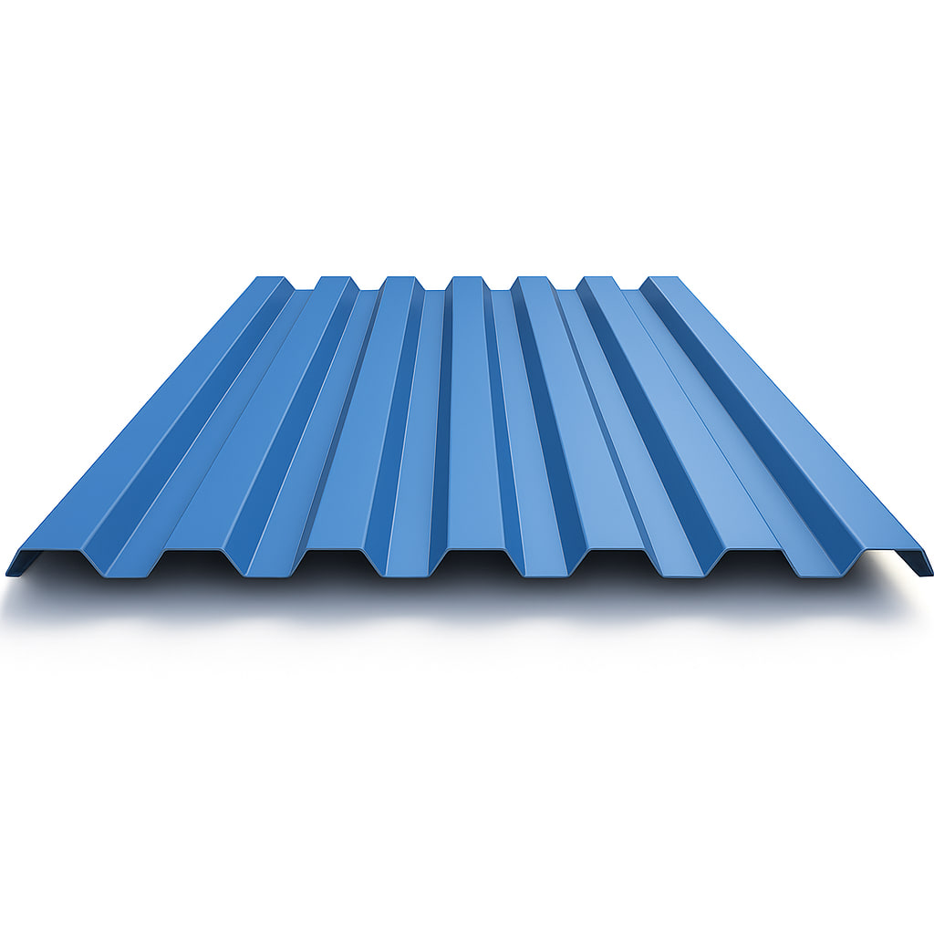 Завершённый монтаж профнастила МП35 на скатной кровле